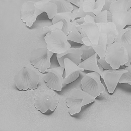 Honeyhandy Transparent Acrylic Bead Caps, Trumpet Flower Beads, Frosted, Clear, 19~20x18~19x17mm, Hole: 1.5mm, about 580pcs/500g