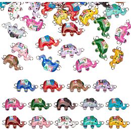 CHGCRAFT 56Pcs 14 Colors Enamel Metal Elephant Charms Connectors Links Elephant Pendant Link with Double Loops for DIY Bracelet Earring Necklace Keychain Jewelry Crafts Making