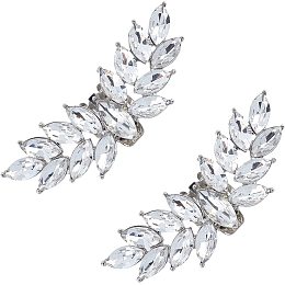 FINGERINSPIRE 2Pcs Rhinestone Shoe Clips Elegant Crystal Metal Shoe Clips, (Wing, Sliver, 1x2.7 Inch) Bridal Shoe Buckles for Wedding Party Purse Hardware Accessoriess Decoration