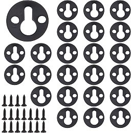 SUPERFINDINGS 60Sets Iron Frame Hanging with Screws Electrophoresis Black Metal Picture Hangers 25mm Round Keyhole Shelf Brackets for Picture Frame Shelf Mirror