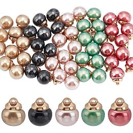 GORGECRAFT 5 Colors 50PCS Round Faux Pearl Buttons Half Domed Pearl Buttons Mushroom Half Round Buttons with Sewing Shank for Clothes Wedding Dresses