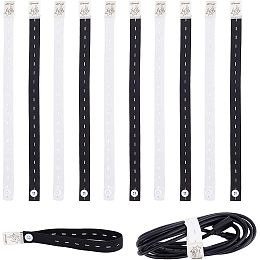 GORGECRAFT 14 Inch 10Pcs 2 Colors Organizers Keepers Elastic Band with Buttonholes Roll-up Label Bands Sheet Fasten Straps for Curtain