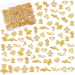 OLYCRAFT 120 Pcs Resin Fillers 10 Styles Alloy Resin Filling Accessories Ocean Animal Epoxy Resin Supplies for Resin Jewelry Making, Nail Arts and Crafting - Golden