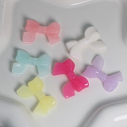 Honeyhandy Acrylic Beads, Imitation Jelly, Bowknot, Mixed Color, 24x33x7mm, Hole: 3mm, about 500g/bag