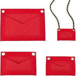 WADORN 3 Styles Felt Purse Organizer Insert, Felt Bag Handbag Organizer Bag in Bag Multi-Pocket Insert Liner Women Pochette Envelope Bag Insert Conversion Kit Storage Accessories, 2.4-6.3 Inch, Red