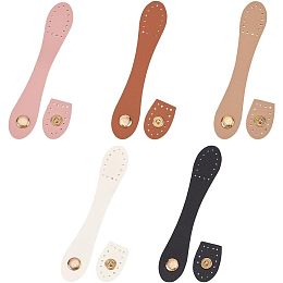 WADORN 5 Sets PU Leather Snap Buckles, 5 Colors Sew On PU Leather Tab Closure DIY Handmade Craft Sewing Snap Buttons Fasteners for Purse Wallet Jacket Notebook