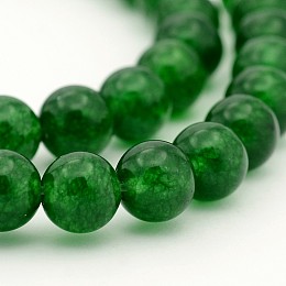 Honeyhandy Dyed Natural White Jade Round Bead Strands, Grade A, Green, 8mm, Hole: 1mm, about 50pcs/strand, 15 inch