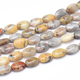 Honeyhandy Natural Crazy Agate Flat Oval Bead Strands, 14x10x6mm, Hole: 1mm, about 29pcs/strand, 15.7 inch