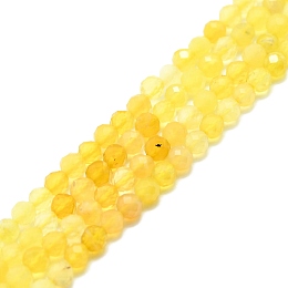 Honeyhandy Natural Yellow Opal Beads Strands, Faceted, Round, 3mm, Hole: 0.7mm, about 132pcs/strand, 15.16''~15.55''(38.5~39.5cm)