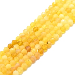 Honeyhandy Natural Yellow Opal Beads Strands, Faceted, Round, 4mm, Hole: 0.8mm, about 108pcs/strand, 15.16''~15.55''(38.5~39.5cm)