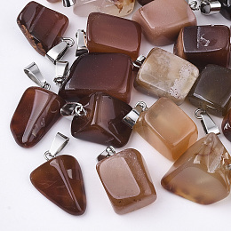 Honeyhandy Natural Carnelian//Red Agate Pendants, with Stainless Steel Snap On Bails, Nuggets, 15~35x10~20x5~15mm, Hole: 3x7.5mm