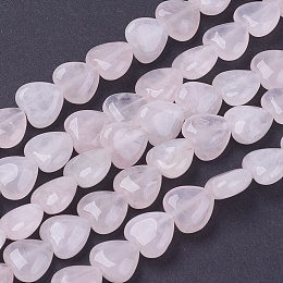 Honeyhandy Girlfriend Valentines Day Ideas Natural Rose Quartz Bead Strands, Heart, Misty Rose, 10x10x5mm, Hole: 1mm, about 40pcs/strand, 15.3 inch