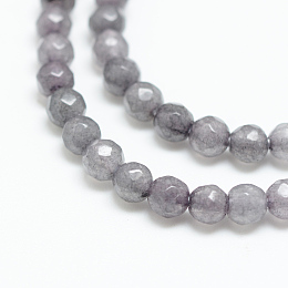 Honeyhandy Natural Agate Bead Strands, Dyed, Faceted, Round, Gray, 3~3.5mm, Hole: 0.5mm, about 124~126pcs/strand, 14.5~14.8 inch