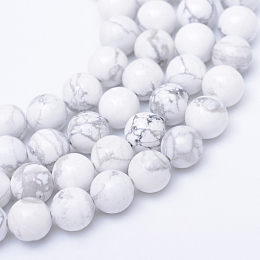 Honeyhandy Round Natural Howlite Bead Strands, 4~5mm, Hole: 1mm, about 95pcs/strand, 15.7 inch