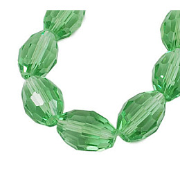 Honeyhandy Glass Beads Strands, Faceted, Oval, Lawn Green, about 6mm long, 4mm thick, hole: 1mm, about 72pcs/strand