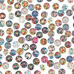 PandaHall Elite 100pcs 12mm Flower Printed Glass Cabochons, Half Round Floral Dome Cabochons Mosaic Tiles Mosaic Printed Glass for Photo Cameo Pendant Jewelry Making Handcrafts Scrapbooking