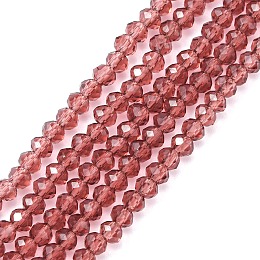 Honeyhandy Transparent Glass Beads Strands, Faceted, Rondelle, Rosy Brown, 3x2mm, Hole: 0.5mm, about 160~165pcs/strand, 15.35 inch~15.75 inch(39~40cm)