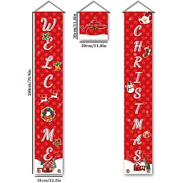 Arricraft 3 Pcs/Set Welcome Christmas Banner Door Hanging Banner Hanging Decorations Welcome Couplet Sign Set for Christmas Front Door Decor 70.8x11.8in