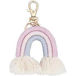 Arricraft Weaving Rainbow Tassel Keychain Boho Rainbow Tassel Charm Macrame Rainbow Tassel Key Chain Car Keyring Holder Bag Wallet Purse Decoration