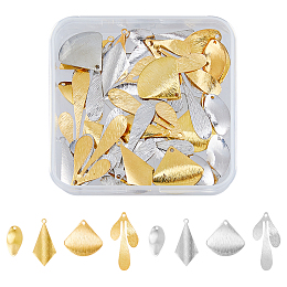 SUPERFINDINGS 48Pcs 4 Styles Brushed Raw Brass Leaf Charm Stamping Blank Tag Charms 2 Colors Triangle Rhombus Metal Stamps Tags Blank Pendants for Jewelry DIY Craft Making，Hole: 1~1.4mm