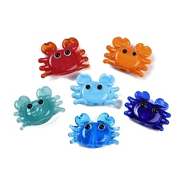 Handmade Lampwork Beads, Crab, Mixed Color, 15~17x22~24x7.5~9mm, Hole: 1.6~2mm