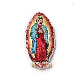 Honeyhandy Double-sided Printed Acrylic Pendants, Virgin Mary Charm, Colorful, 40.5x20x2.5mm, Hole: 1.8mm