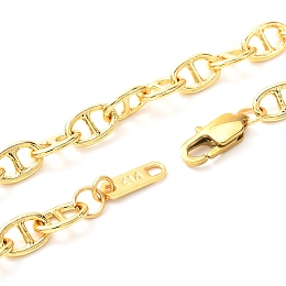 Honeyhandy Brass Mariner Link Chains Necklaces, with 304 Stainless Steel Clasps, Real 18K Gold Plated, 16.45 inch(41.8cm)