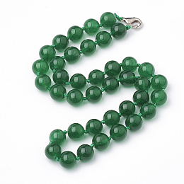 Honeyhandy Natural Malaysia Jade Beaded Necklaces, with Alloy Lobster Clasps, Round, 18.8 inch~19.2  inch(48~49cm), round: 10mm