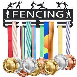 SUPERDANT Fencing Medal Hanger Fencing Medal Holder with 8 Lines Sturdy Steel Award Display Holders Wall Mounted Medal Display Racks for Ribbon Lanyard