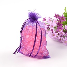 Honeyhandy Organza Gift Bags with Drawstring, Jewelry Pouches, Wedding Party Christmas Favor Gift Bags, Blue Violet, 7x5cm