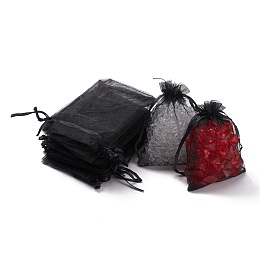 Honeyhandy Organza Gift Bags with Drawstring, Jewelry Pouches, Wedding Party Christmas Favor Gift Bags, Black, 12x9cm