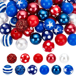 ARRICRAFT DIY Beads Kits, Including Acrylic Beads, Resin Beads, ABS Plastic Imitation Pearl Round Beads, Mixed Color, 19~20x18~20mm, Hole: 2~3mm, 50pcs/set