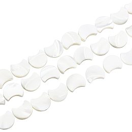 BENECREAT 34pcs/Strand Natural White Shell Beads Strands Mother of Pearl Shell Beads Moon FreshwaterBeads for Jewelry Making-40.5cm/16"