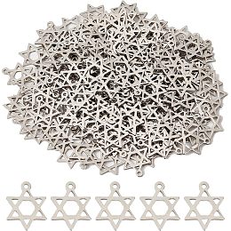 SUNNYCLUE 1 Box 200pcs Star of David Charms Stainless Steel Star Charms 6 Pointed Star Charm Double Side Small Jewish Star Charm Laser Cut Lukcy Charm for Jewelry Making Charms DIY Craft Women Adults