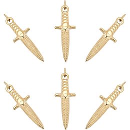 UNICRAFTALE 6pcs Real 14K Gold Plated Dagger Shape Pendants 304 Stainless Steel Charms 1.4mm Hole Metal Pendants for DIY Jewelry Making