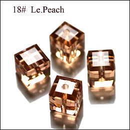 Honeyhandy Imitation Austrian Crystal Beads, Grade AAA, Faceted, Cube, PeachPuff, 5~5.5x5~5.5x5~5.5mm(size within the error range of 0.5~1mm), Hole: 0.7~0.9mm