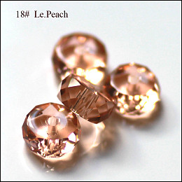 Honeyhandy Imitation Austrian Crystal Beads, Grade AAA, Faceted, Flat Round, PeachPuff, 8x3.5mm, Hole: 0.9~1mm