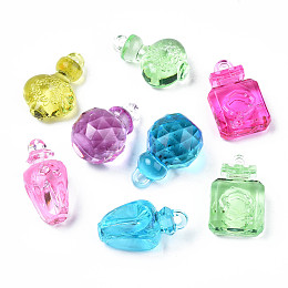 Honeyhandy Transparent Acrylic Pendants, Perfume Bottle Series, Mixed Color, 29.5~31x14~20x10~19mm, Hole: 2mm, about 150pcs/500g