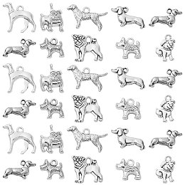 Honeyhandy Tibetan Style Alloy Puppy Pendants, Cadmium Free & Lead Free, Bulldog Charms, Antique Silver, 45pcs/Box