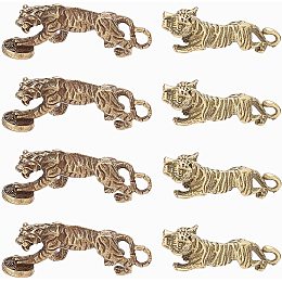SUPERFINDINGS 8Pcs 2 Styles Tiger Pendants Tibetan Style Tiger Statue Figures Charms Vintage Alloy Chinese Feng Shui Tiger Figurine for Keychain Necklace Bracelet Jewelry Making