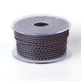 Honeyhandy Braided Cowhide Cord, Leather Jewelry Cord, Jewelry DIY Making Material, Prussian Blue, 3mm, about 5.46 yards(5m)/roll