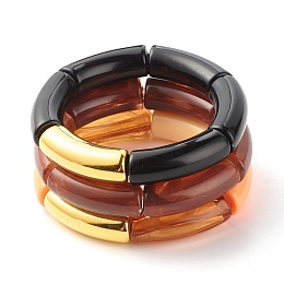 Honeyhandy Acrylic & CCB Plastic Curved Tube Beads Stretch Bracelets Set for Women, Mixed Color, Inner Diameter: 53mm