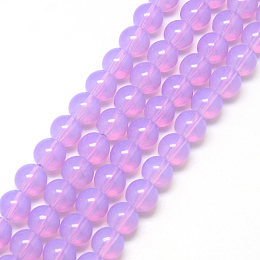 Honeyhandy Baking Painted Glass Beads Strands, Imitation Opalite, Round, Plum, 6mm, Hole: 1.3~1.6mm, about 133pcs/strand, 31.4 inch