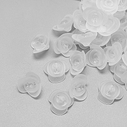 Honeyhandy Transparent Acrylic Beads, Frosted, Flower, Clear, 14.5x15x7mm, Hole: 1.5mm