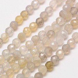 Honeyhandy Natural Botswana Agate Beads Strands, Faceted Round, 3mm, Hole: 0.8mm, about 121pcs/strand, 15 inch