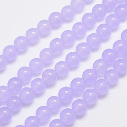 Honeyhandy Natural & Dyed Malaysia Jade Bead Strands, Round, Lilac, 8mm, Hole: 1.0mm, about 48pcs/strand, 15 inch