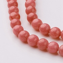 Honeyhandy Natural Mashan Jade Round Beads Strands, Dyed, Orange Red, 10mm, Hole: 1mm, about 41pcs/strand, 15.7 inch