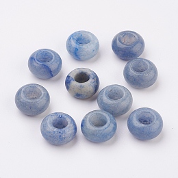 Honeyhandy Natural Blue Aventurine European Beads, Large Hole Beads, Rondelle, 14x7~8mm, Hole: 6mm