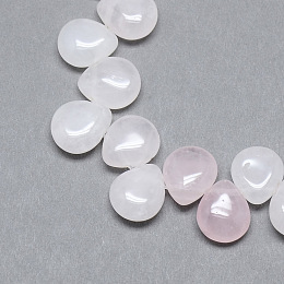 Honeyhandy Natural Rose Quartz Gemstone Beads Strands, Top Drilled Beads, Teardrop, 12x9~10x5~6mm, Hole: 1mm, about 33pcs/strand, 9.84 inch