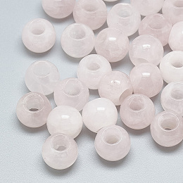 Honeyhandy Natural Rose Quartz Beads, Large Hole Beads, Rondelle, 14x12mm, Hole: 5.5mm